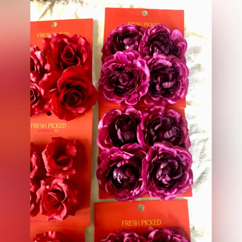 Fresh Picked Summer Jo-Anne’s stock, Red Purple Rose Blossoms Craft Weddings NWT